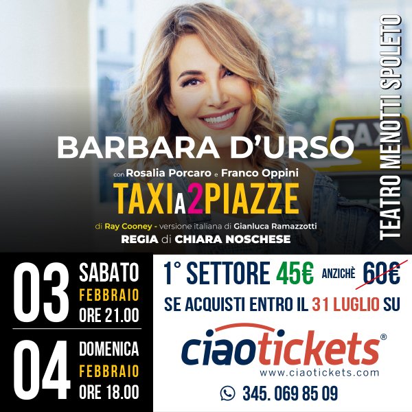 Barbara D'Urso Taxi a 2 Piazze 03-04 Febbraio Spoleto (Perugia)